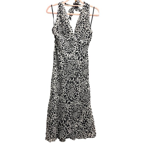 BCBG MAXAZRIA Dresses & Skirts - BCBG MAXAZRIA Black & White Halter Dress Size 4 Silk Chiffon Side Zipper